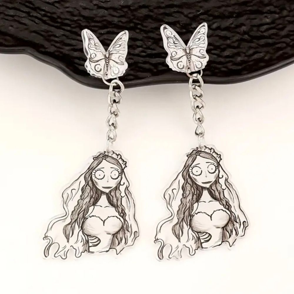 Gothic Bride Acryllic Dangle Earrings